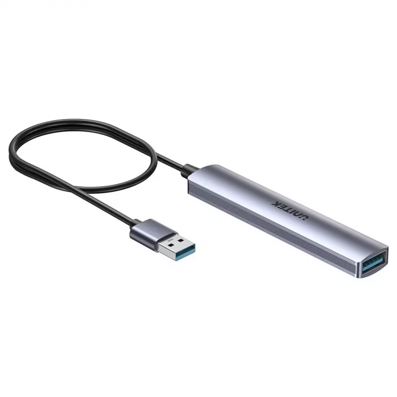 Koncentrator USB Unitek H1208CGY01 — 4-portowy USB 3.0 (5 Gb/s), wstecznie kompatybilny z USB 2.0, aluminium