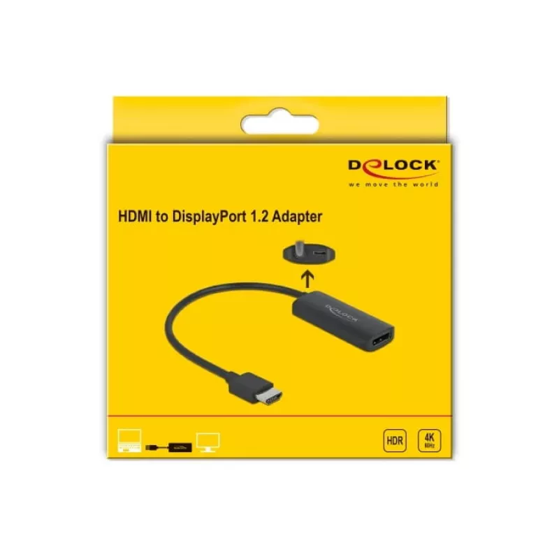 Adapter HDMI-A męski na DisplayPort żeński 4K 60 Hz DeLOCK 63206