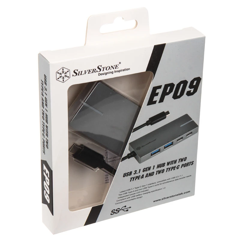 Adapter USB 3.1-C SILVERSTONE SST-EP09C — łączność USB-C na USB-A, srebrne wykończenie