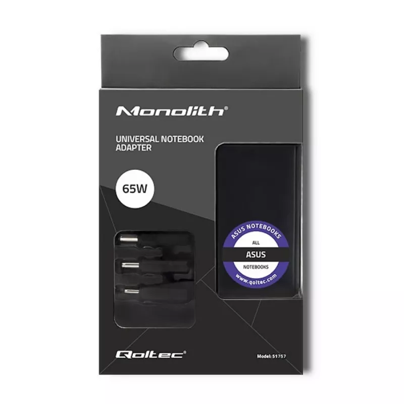Qoltec 51757 zasilacz/przetwornica wewnętrzna 65 W Czarny