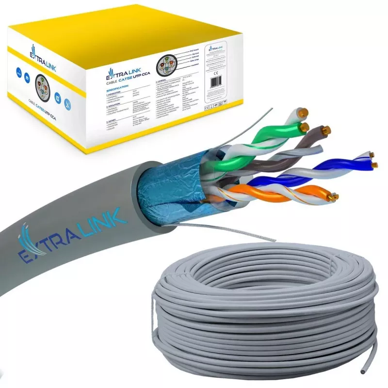 Kabel sieciowy Extralink skrętka CAT5E FTP wewnętrzny 305M szary