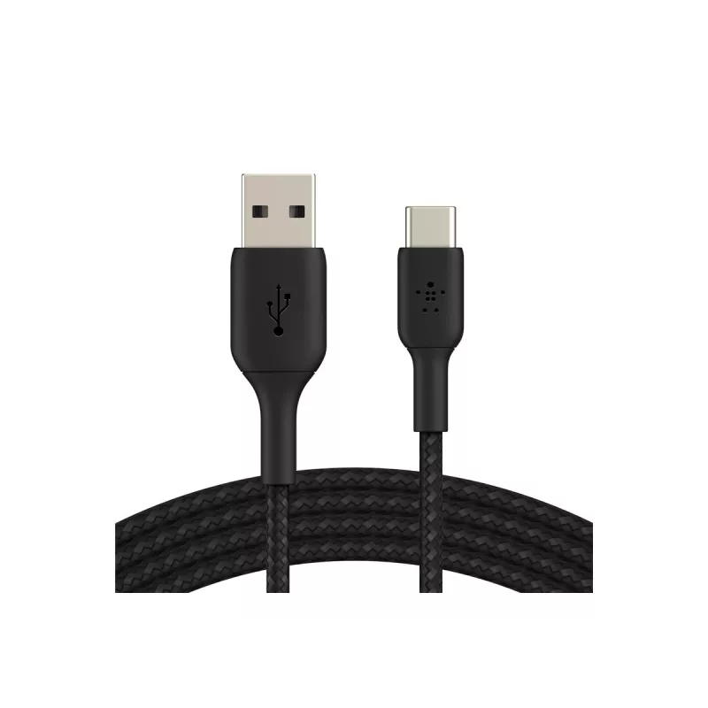 Pleciony kabel USB-C na USB-A 3m Czarny