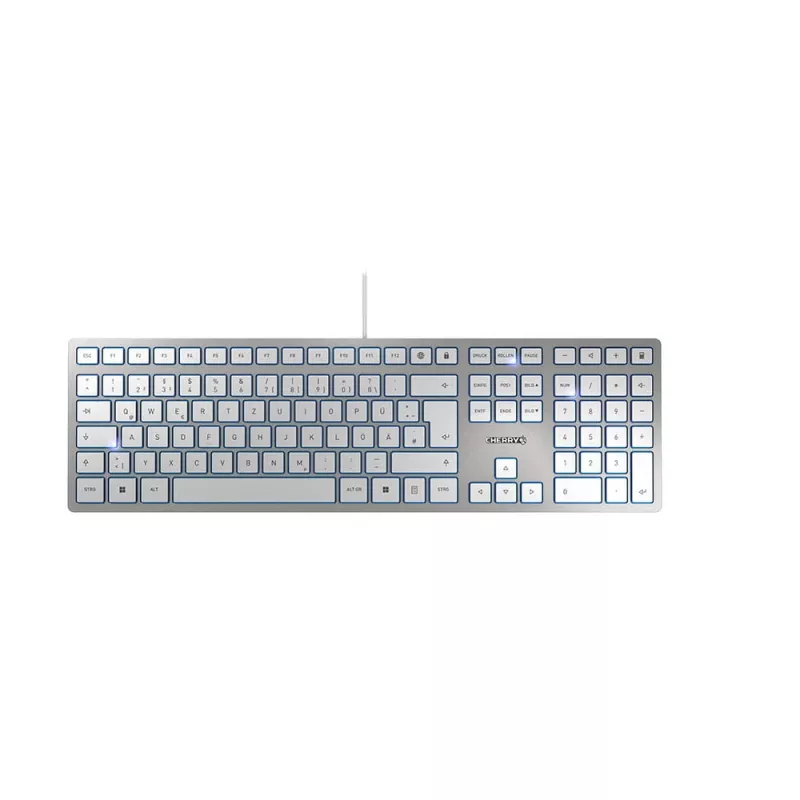 Klawiatura CHERRY KC 6000 cienki uniwersalna USB QWERTZ niemiecka srebrna