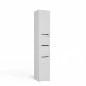 Szafka łazienkowa stojąca top e shop S33 BIEL — wolnostojąca, biała, 6 półek, 300×300×1700 mm