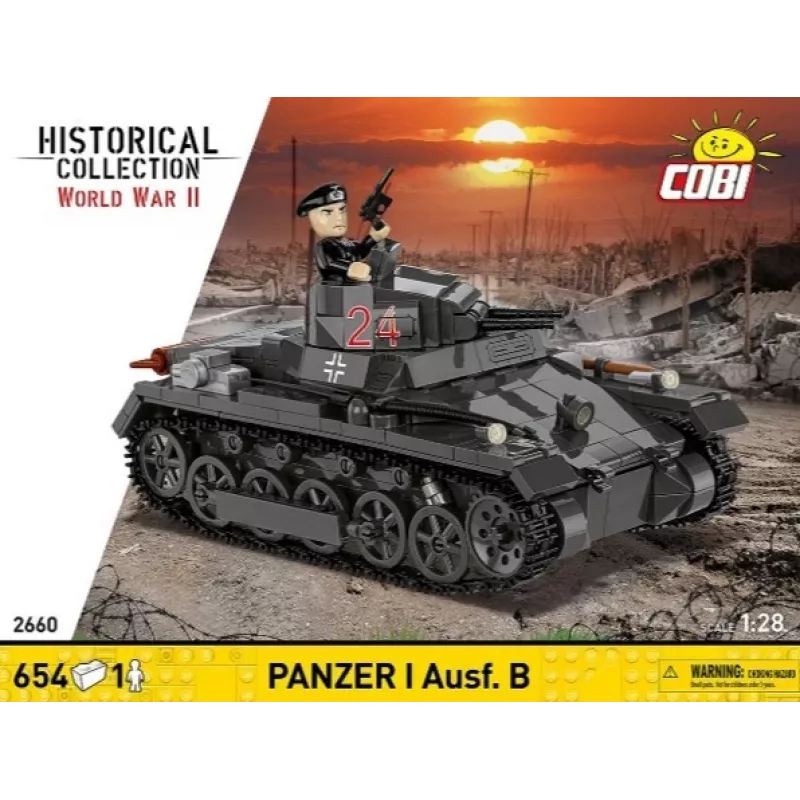 Zestaw konstrukcyjny Cobi Panzer I Ausf. B – 654 elementy, szczegółowy model czołgu