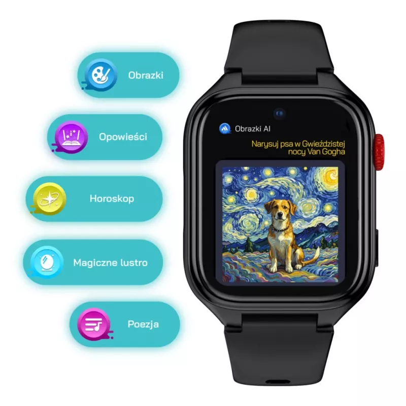 Smartwatch Stelio ST-SWJ102-BK Junior Pro AI 4G czarny – dziecięce urządzenie ubieralne z łącznością 4G