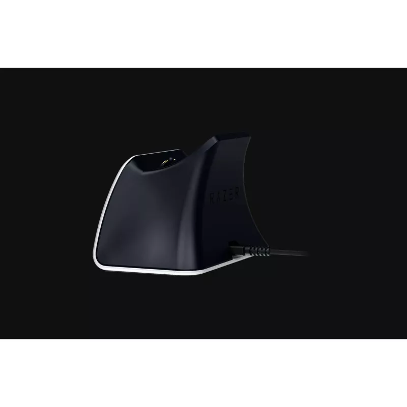 Stacja ładująca Razer RC21-01900100-R3U1 do kontrolerów PlayStation 5 — biała, ładuje jeden kontroler, zawiera kabel USB-C do USB-A