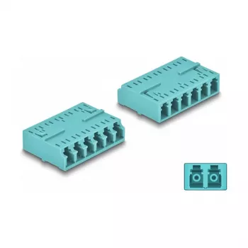 DeLOCK Optical Fiber Coupler HD LC Hexaplex female to LC Hexaplex female aqua