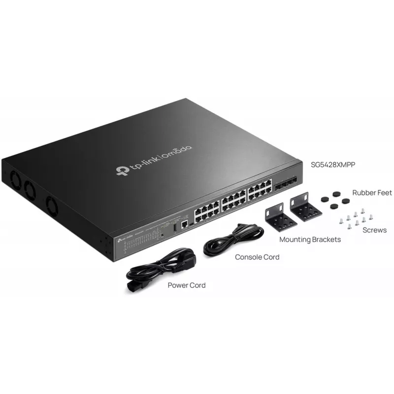 TP-Link SG5428XMPP przełącznik sieciowy Zarządzalny L3 Gigabit Ethernet (10/100/1000) Power over Ethernet (PoE) Czarny