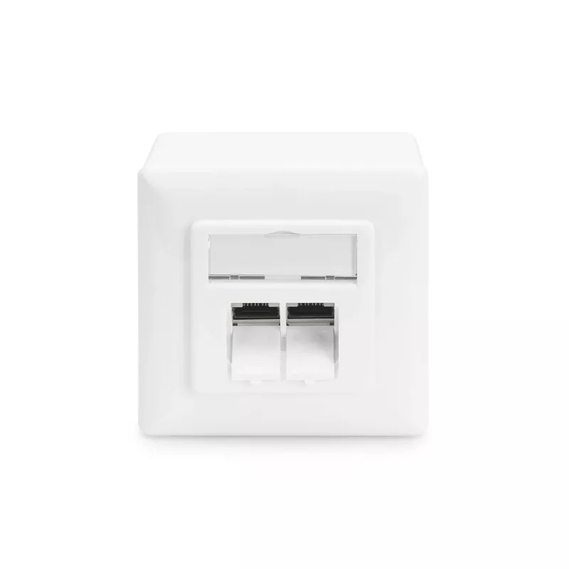 CAT.6A Datenanschlussdose, Aufputz, geschirmt, 2x RJ-45 LSA (weiß, 5 Stück, Klasse E)