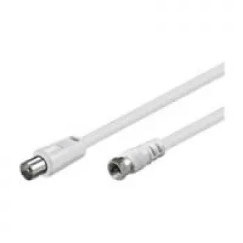Wentronic Goobay Kabel połączeniowy SAT/antenowy, biały, 5 m - wtyk F IEC/wtyk koncentryczny (11728)