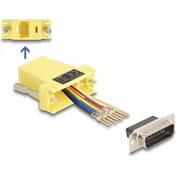 DeLOCK zestaw montażowy D-Sub 15 pin żeński do RJ45 żeński żółty VGA RJ-45