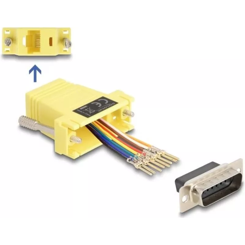 DeLOCK zestaw montażowy D-Sub 15 pin żeński do RJ45 żeński żółty VGA RJ-45