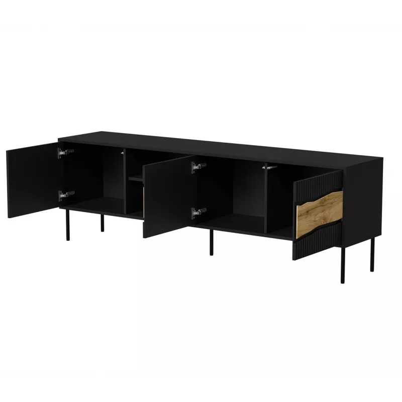 Szafka RTV cama meble INSERTO 3D1W 190x40x62 cm czarna z LED
