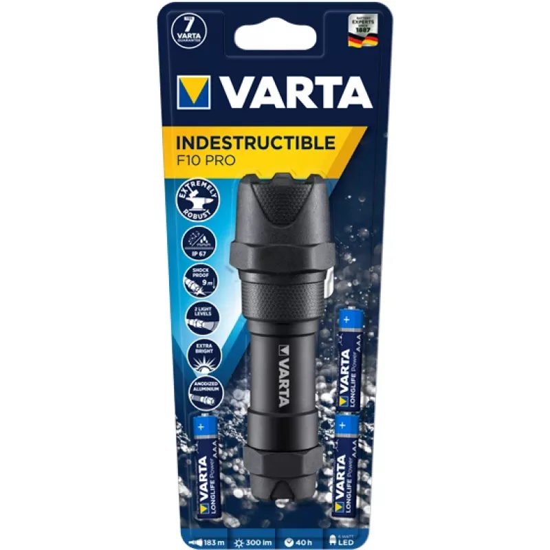 Latarka ręczna Varta INDESTRUCTIBLE F10 PRO Czarny 6W 300lm IP67