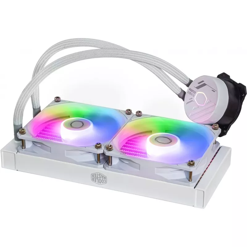 Zestaw chłodzenia cieczą Cooler Master MasterLiquid 240L Core ARGB biały — chłodnica 240 mm, wentylatory 120 mm, obsługa gniazd LGA1700/AM5/AM4 i starszych