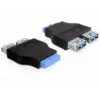 Delock Adapter USB 3.0 Pin Header Socket > 2 x USB 3.0 Socket - obok siebie (65324)