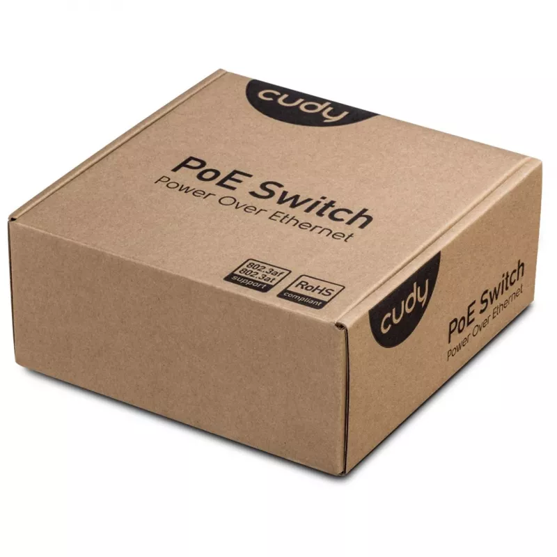 Przełącznik sieciowy Cudy GS1005P — 5-portowy Gigabit Ethernet z 4 portami PoE, 60W łącznie, obudowa metalowa, montaż w szafie rack