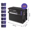 Ładowarka QOLTEC Monolith 20A 12V do akumulatorów LiFePO4, AGM, GEL, SLA