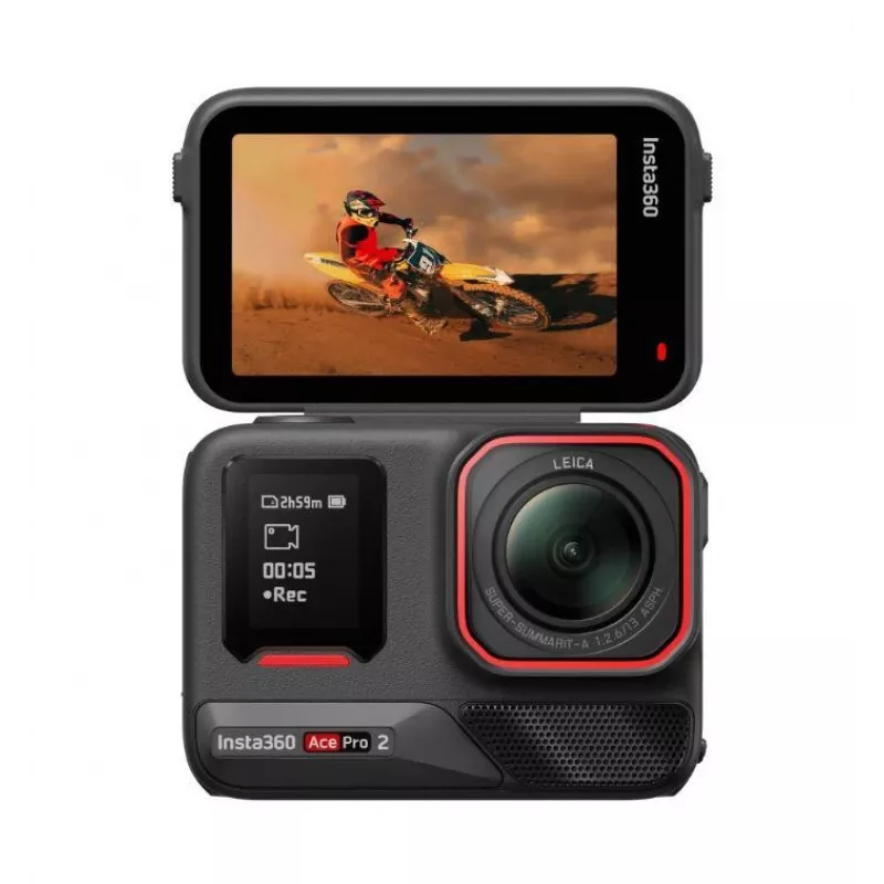 Kamera sportowa Insta360 Ace Pro 2 — 50 MP, 8K Ultra HD (7680×3272), matryca 1/1,3 cala, do 240 kl./s, wbudowany wyświetlacz, Wi‑Fi, MicroSD, 177,7 g, Czarny
