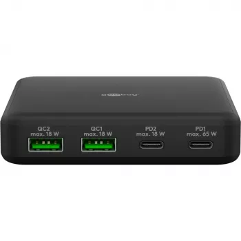 GOOBAY wieloportowa ładowarka biurkowa USB-C PD GaN 65 W, czarna