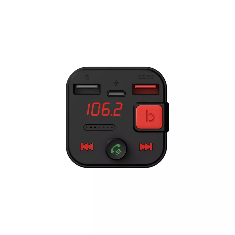 Nadajnik FM SAVIO, Bluetooth 5.3, ładowarka QC 3.0, wyświetlacz LED, Bass Boost, TR-15, czarny