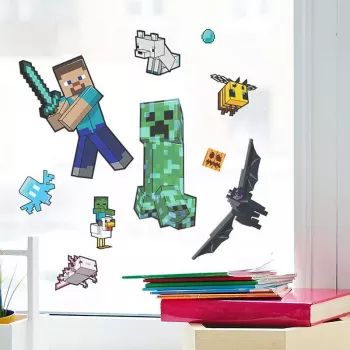 Naklejki okienne Paladone Minecraft PP13105MCF – wielokrotnego użytku dekoracje na okna i gładkie powierzchnie