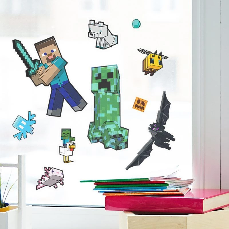 Naklejki okienne Paladone Minecraft PP13105MCF – wielokrotnego użytku dekoracje na okna i gładkie powierzchnie