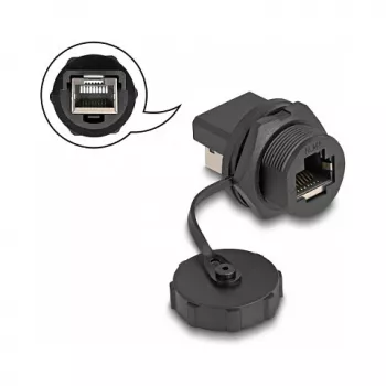 DeLOCK RJ45 Cat.6A Coupler IP67 wodoodporny pyłoszczelny czarny