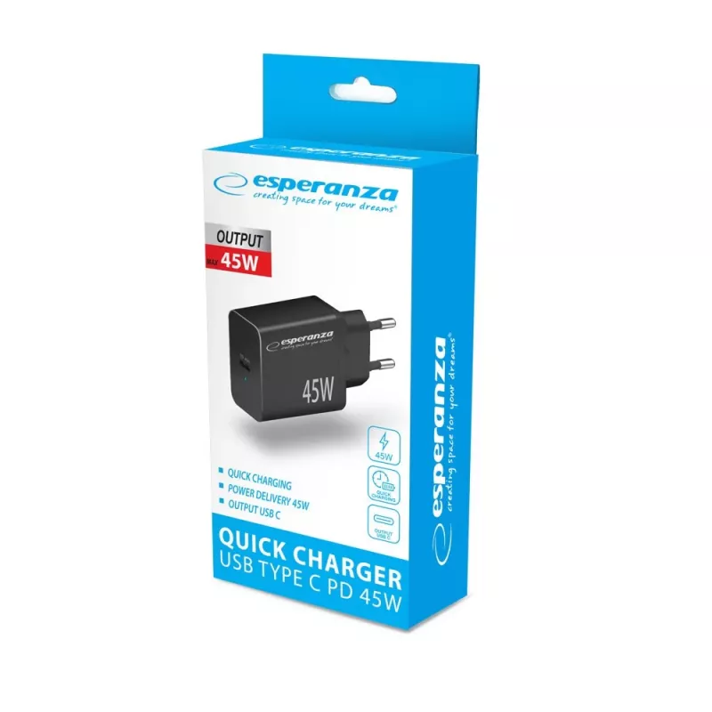 Ładowarka sieciowa Esperanza EZC108K 45W Czarny