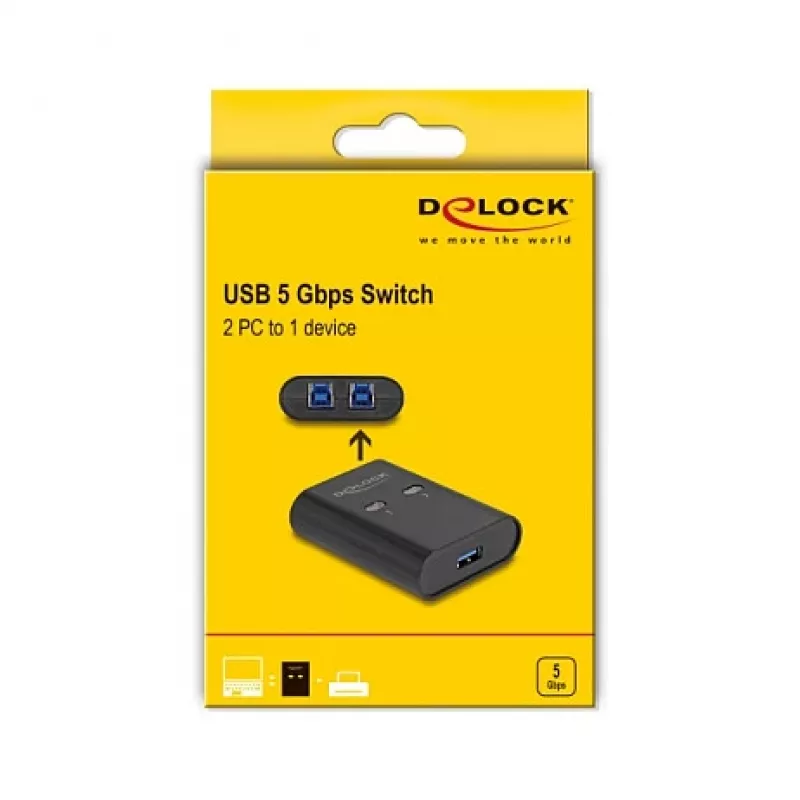 DeLOCK USB Switch 2 PC to 1 Device 5 Gbps Czarny