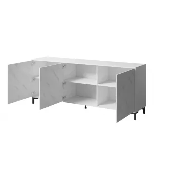MARMO 3D komoda 200x45x80,5 cm biały matowy/marble biały
