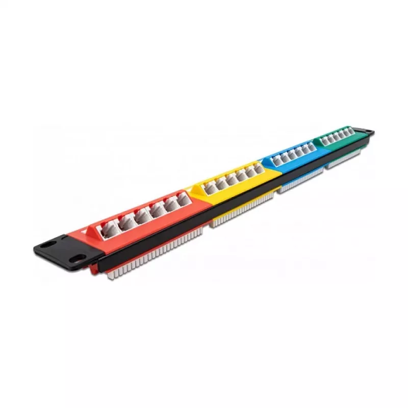 DeLOCK 19-calowy panel krosowy 24-portowy Kat.5e 1U kolorowe RJ-45