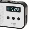Przenośne radio cyfrowe Adler AD 1907 — AM/FM, tuner cyfrowy, alarm, USB-C, bateria 600 mAh, LCD, 20 ustawień, antena teleskopowa