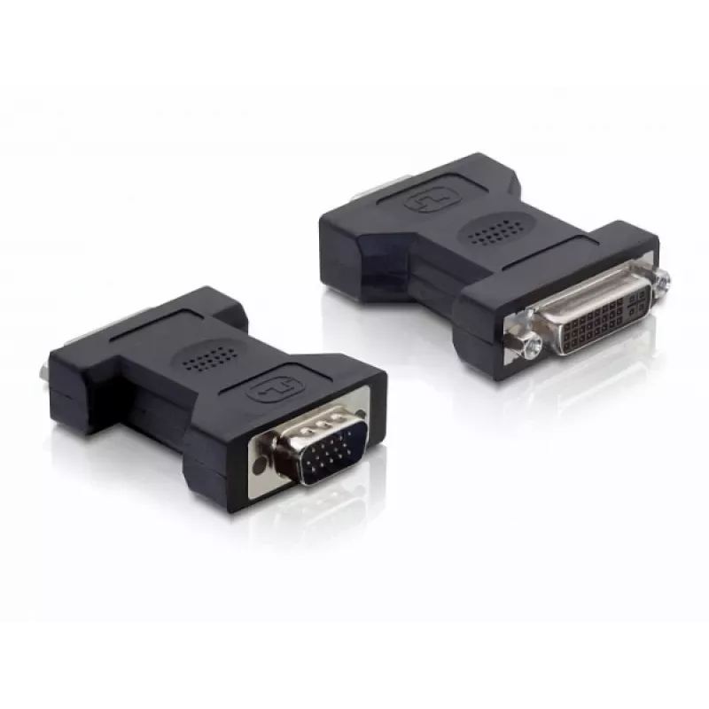 Delock - Adapter VGA - DVI-I (W) na HD-15 (VGA) (M) - śruby radełkowane (65017)
