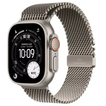 Smartwatch Apple Watch Ultra 3 GPS + Cellular 49mm koperta z naturalnego tytanu z bransoletą milanese z naturalnego tytanu — 64 GB, OLED, 422×514, wodoszczelny 100 m, duży