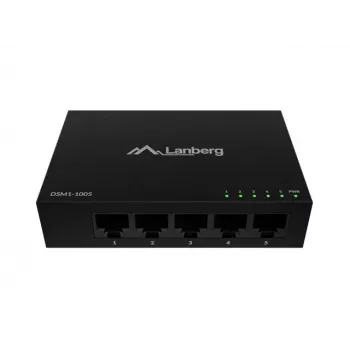 Przełącznik sieciowy LANBERG DSM1-1005 5x 1 Gb/s niezarządzany, desktop, obudowa metalowa, 12V