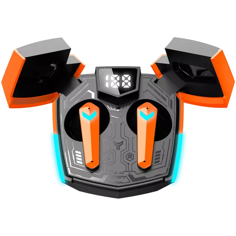 Słuchawki Canyon GTWS-2 Bezprzewodowe Nauszne Gaming USB Type-C Bluetooth Stacja Ładująca Pomarańczowe (CND-GTWS2O)