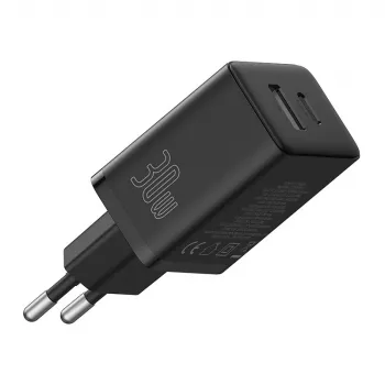 Baseus P10111404113-00 Cube USB-C / USB-A 30W ładowarka sieciowa Czarna