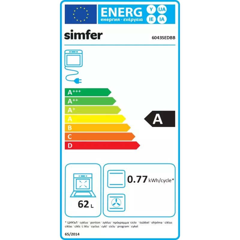 Simfer 6043SEDBB Wolnostojąca kuchenka elektryczna, 62 l, biały