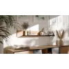 Półka wisząca cama meble OVO 1300×200×150 mm dąb/beton, płyta wiórowa, montowana na ścianie