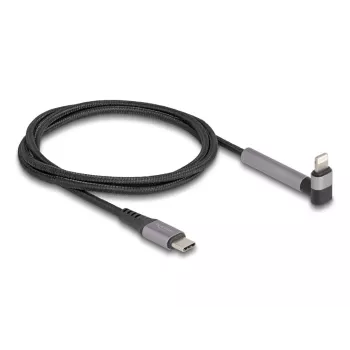 Kabel do ładowania i transmisji danych USB Type-C na Lightning z kątową wtyczką i funkcją podstawki, DELOCK 1,5 m, 9 V 3 A (MFi)
