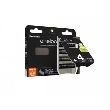 Akumulatory PANASONIC ENELOOP PRO AA 2500 mAh 4 szt. + etui (BK-3HCDE/4CP+CASE)