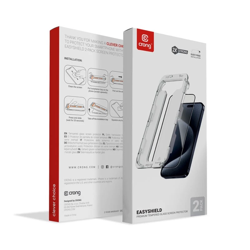 Szkło hartowane iPhone 15 (2 sztuki) EasyShiel