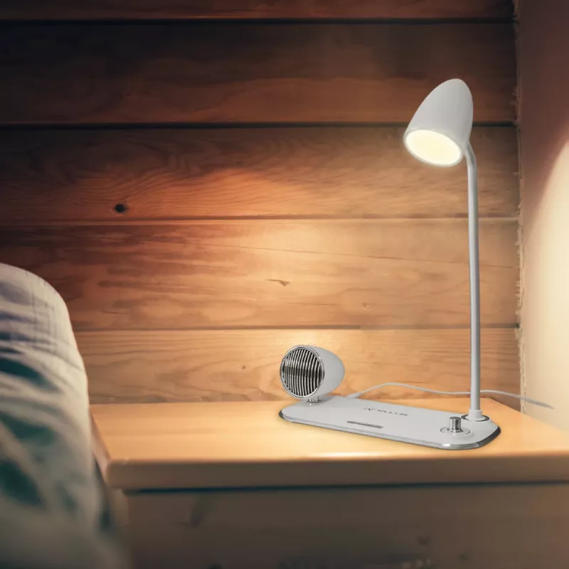Bezprzewodowa ładowarka biurkowa Tellur TLL151371 z głośnikiem Bluetooth i lampką biurkową