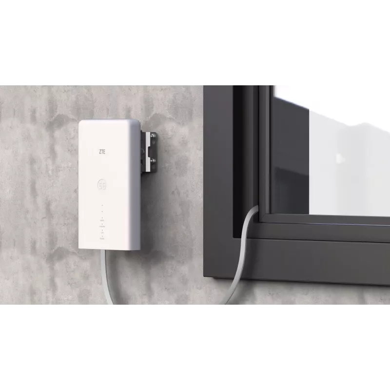 Zestaw routera Wi-Fi ZTE MC889 z jednostką zewnętrzną 5G LTE, Wi-Fi 6, dwupasmowy 2,4/5 GHz, 160 MHz, 5 portów Gigabit, PoE, IP65 do użytku zewnętrznego