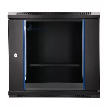 EXTRALINK LITE 9U 530X400 CZARNA SZAFKA RACK DO MONTAŻU NA ŚCIANIE Z PÓŁKĄ