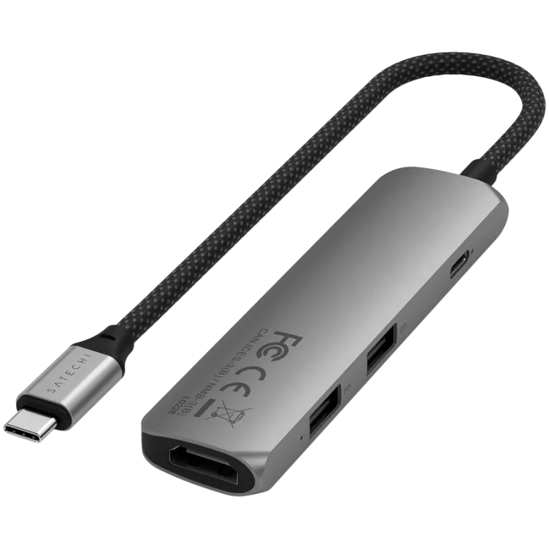Satechi ST-P4SM koncentrator interfejsów USB Type-C 10000 Mbit/s Szary