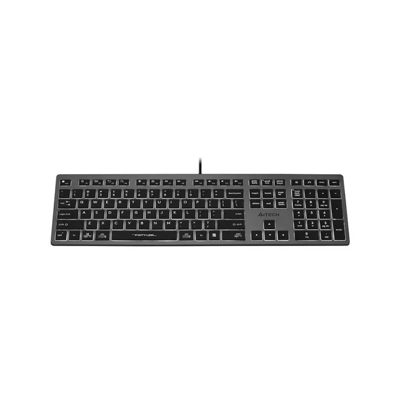 Przewodowa klawiatura A4Tech FX60H USB QWERTY — pełnowymiarowa 100%, podświetlana biała, szara, hub USB