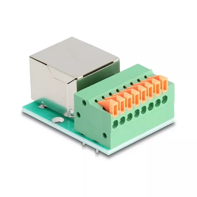 DeLOCK 90652 adapter kablowy RJ45 8-pinowy blok zaciskowy Zielony Srebrny